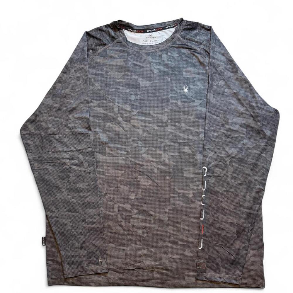 Spyder rash guard gray & black  camouflage long sleeve surf/swim shirt in XL bra